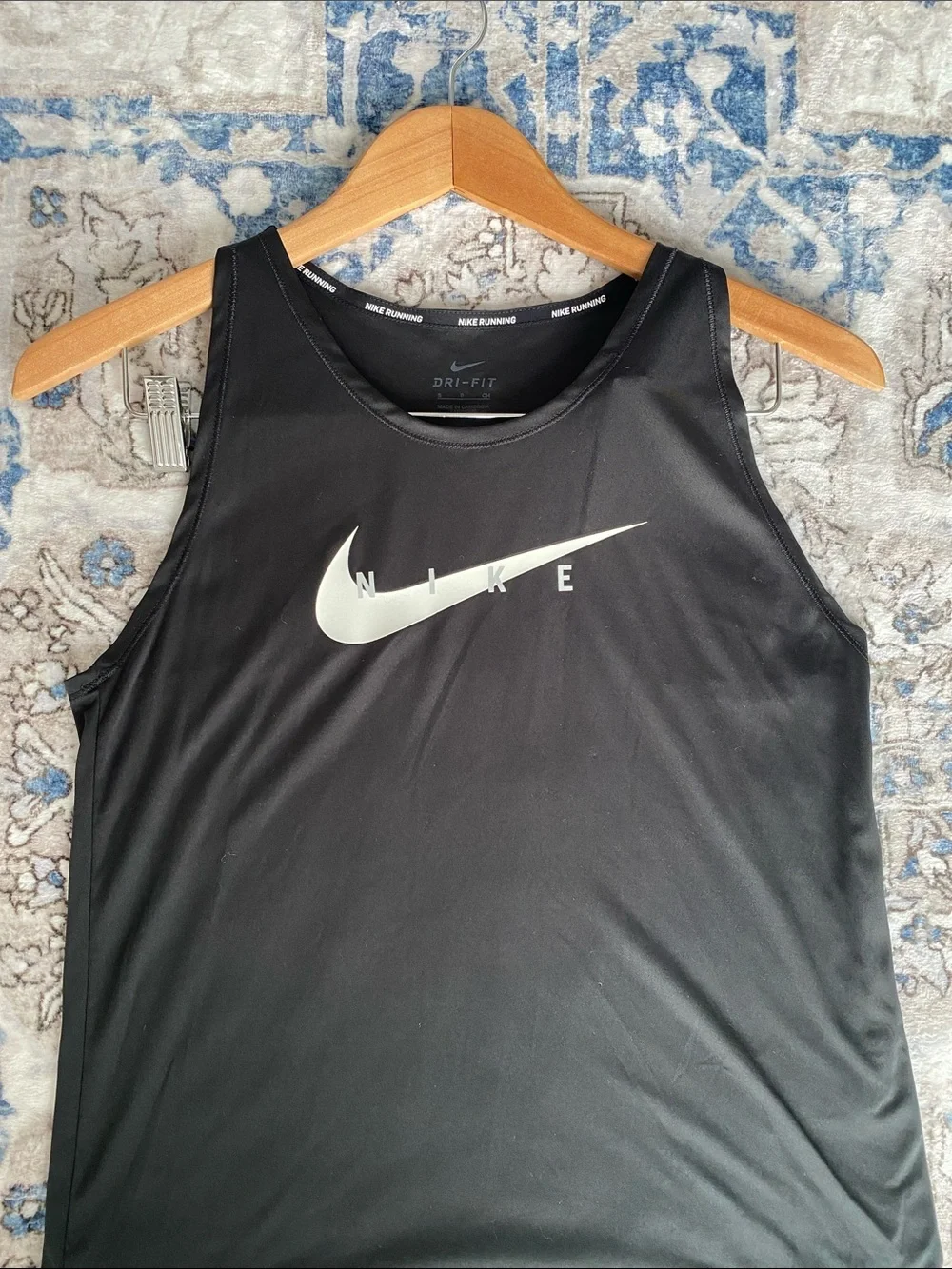 Nike Black Dri-Fit Running Tank Top with White Swoosh